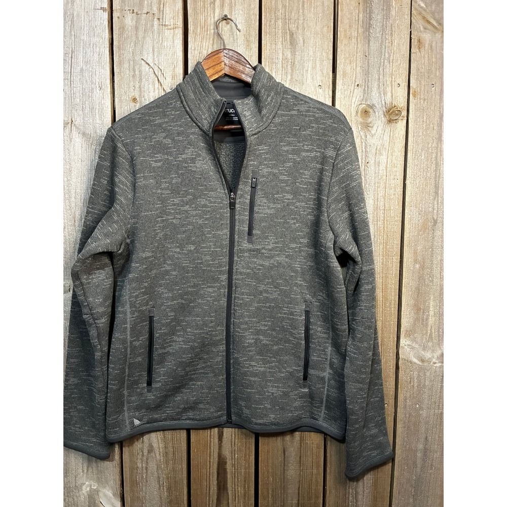 UNTUCKit Kezoh Mens Full Zip Fleece Jacket Dark Grey Heather 35646 Small